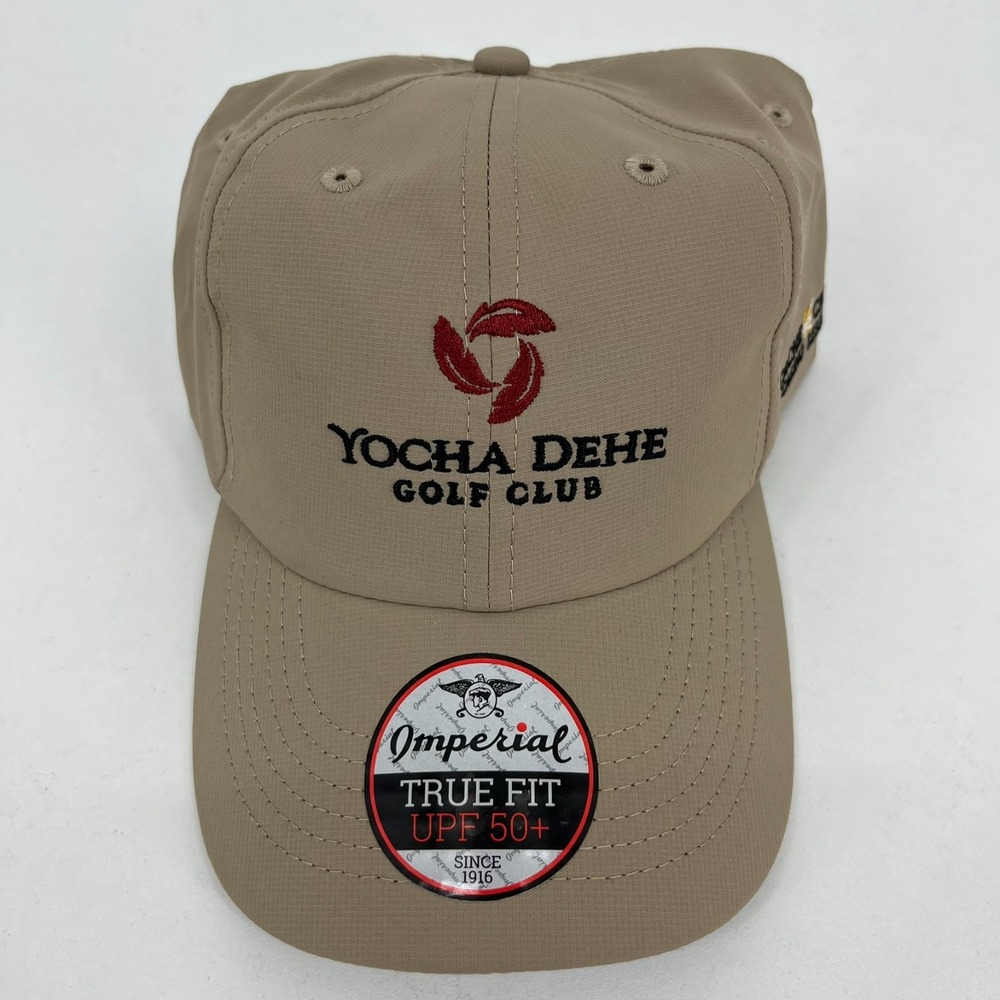 Imperial Yocha Dehe Golf Club Cache Creek Casino Tan Performance Hat UPF 50+